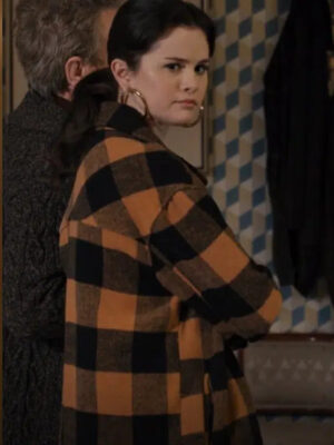 Selena-Gomez-Only-Murders-In-The-Building-Plaid-Checkered-Coat