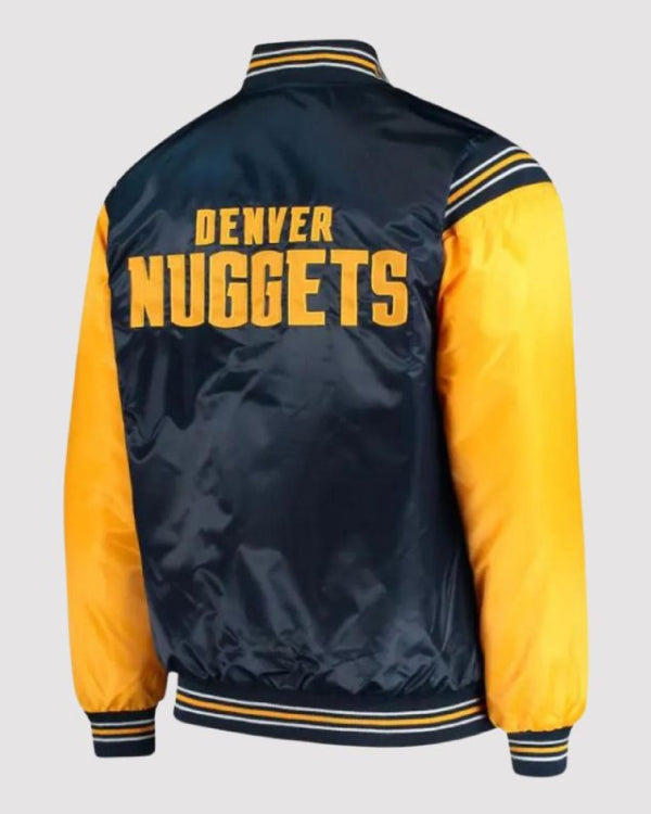 Starter Denver Nuggets Blue and Yellow Varsity Jacket