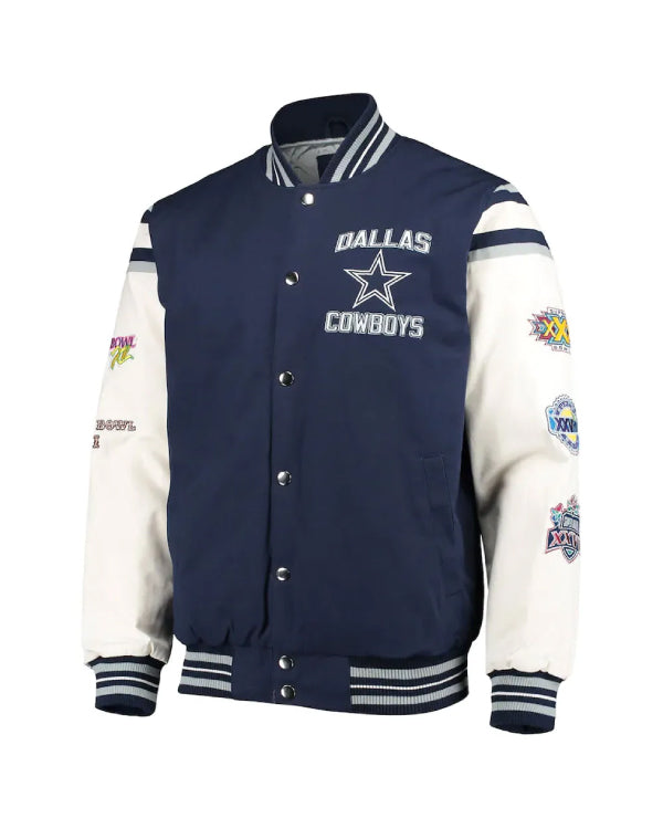 Super Bowl 5x Champions Dallas Cowboys Navy/White Varsity Jacket